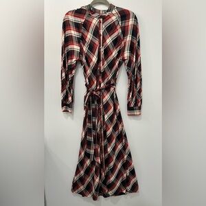 H&M Plaid Button-Up Midi Dress